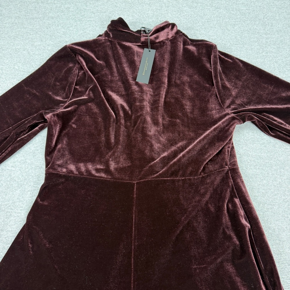 Donna Karan New York Velvet Twist Front Midi Dress Falling Leaves Purple L $165 - Picture 13 of 15